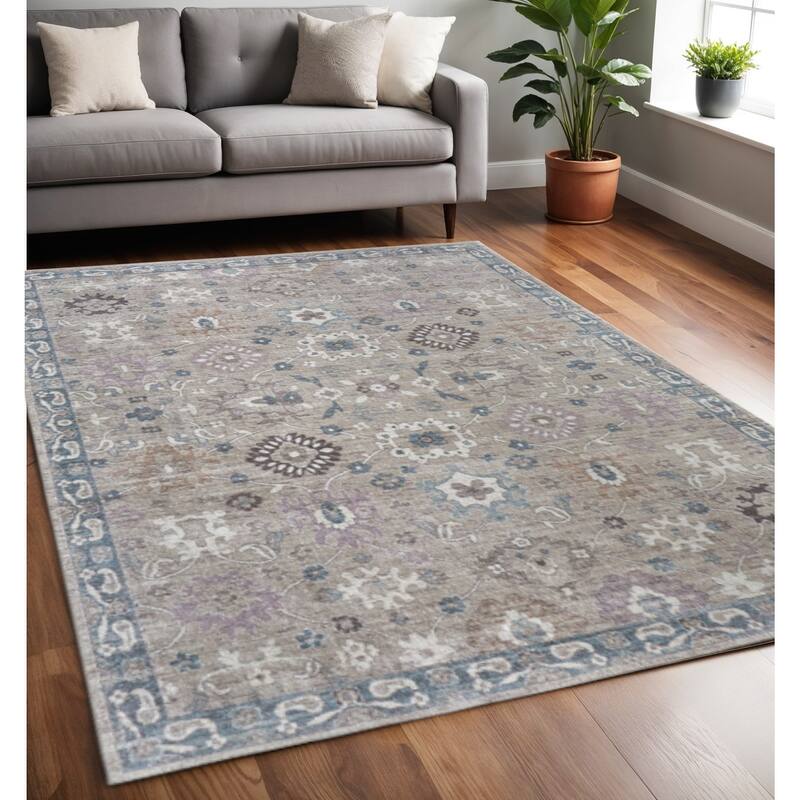 HomeRoots Floral Bohemian Rectangle Area Rug - 90.00 in. x 60.00 in.  x 0.39 in.