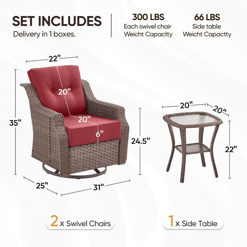 Pocassy Wicker Sofa Chair Set for Garden