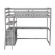 preview thumbnail 10 of 10, Stylish Loft Gray Twin Bed with Slanted Ladder, Desk Shelves, 2 Drawer