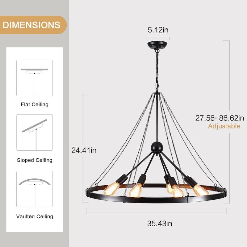 8-Light Circle Wagon Wheel Chandelier Linear Sputnik Chandelier Lighting for Kitchen Island