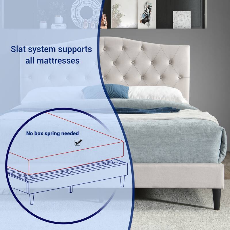 Grace by Ovis Upholstered Button-tufted Platform Bed Frame