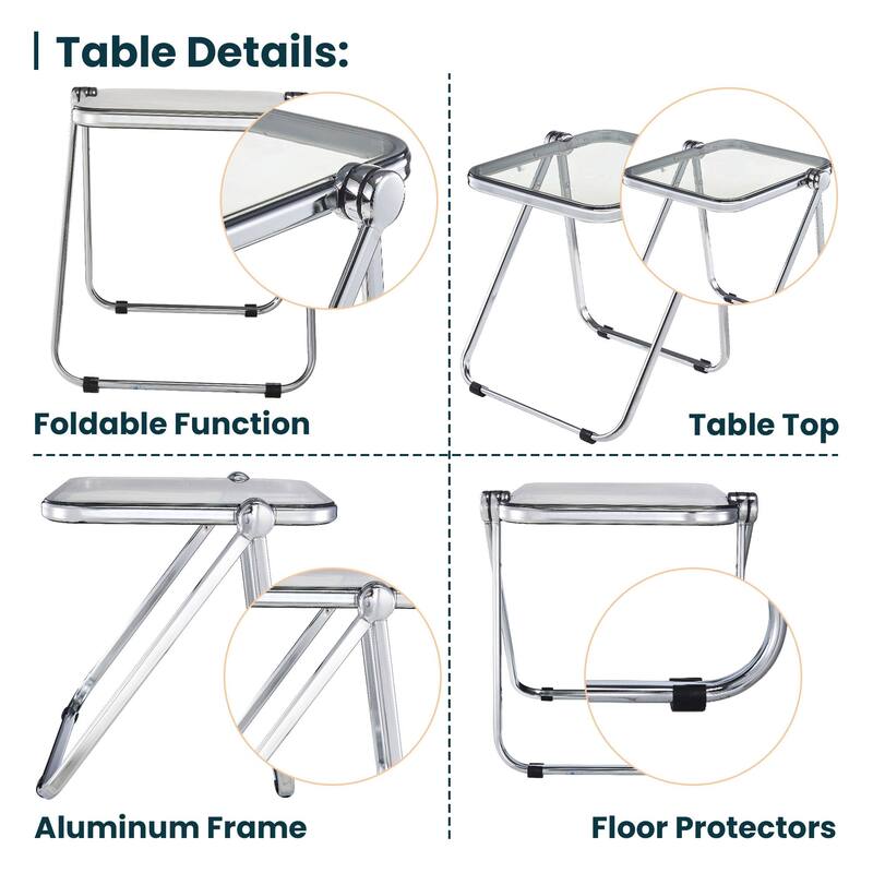 LeisureMod Lawrence Rectangular Folding Table with Aluminum Frame - 16.73