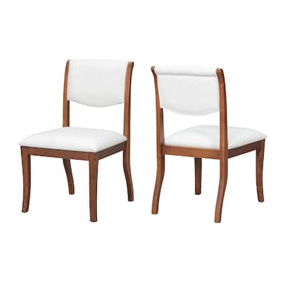 Upholstered Dining Chairs Set of 2 - Traditional Elegant Fabric Side Chairs with Curved Lines, Solid Hardwood Frame