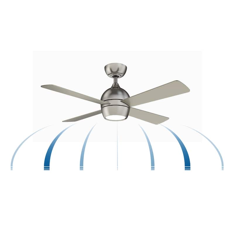Fanimation Kwad 44 inch Indoor Ceiling Fan with LED Light Kit and Remote - Brushed Nickel with Reversible Blades