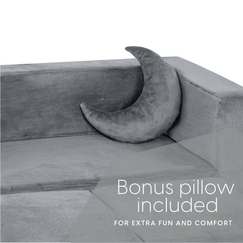 Milliard Kids Couch - Modular Kids Sofa for Toddler and Baby Playroom/Bedroom Furniture (Grey) with Bonus Pillow