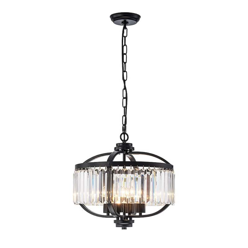 Vintage Luxury 4-Light Sparkle Crystal Round Cage Chandelier