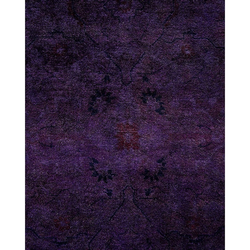 Overton Handknotted Wool Vintage Inspired Contemporary Overdyed Purple Area Rug - 12' 5" x 12' 1"