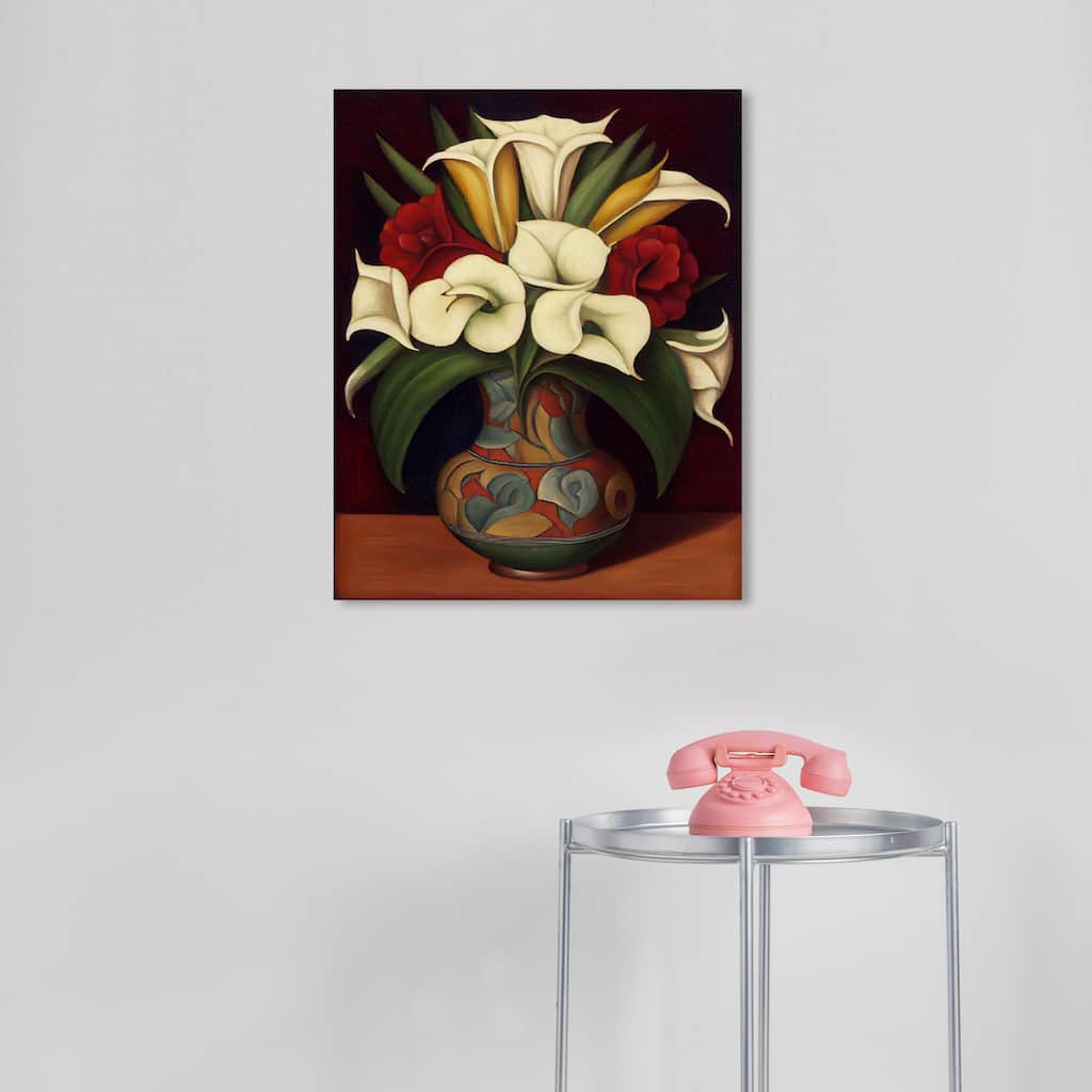 Wynwood Studio Canvas Floral and Botanical Mexican Flower Vase White and Traditional Wall Art Canvas Print
