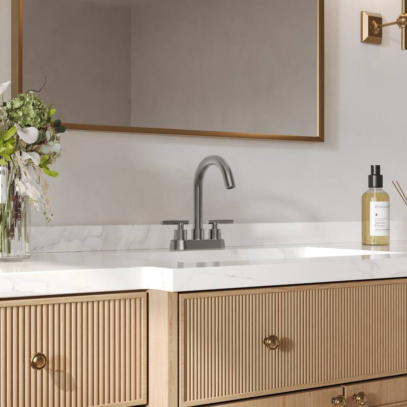 GRANDJOY 4" High Arc Centerset 2-Handle Bathroom Faucet