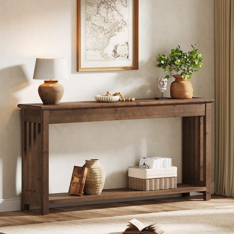 Solid Wood Console Table with Storage, Entryway Sofa Table, Living Room Hallway Behind Couch