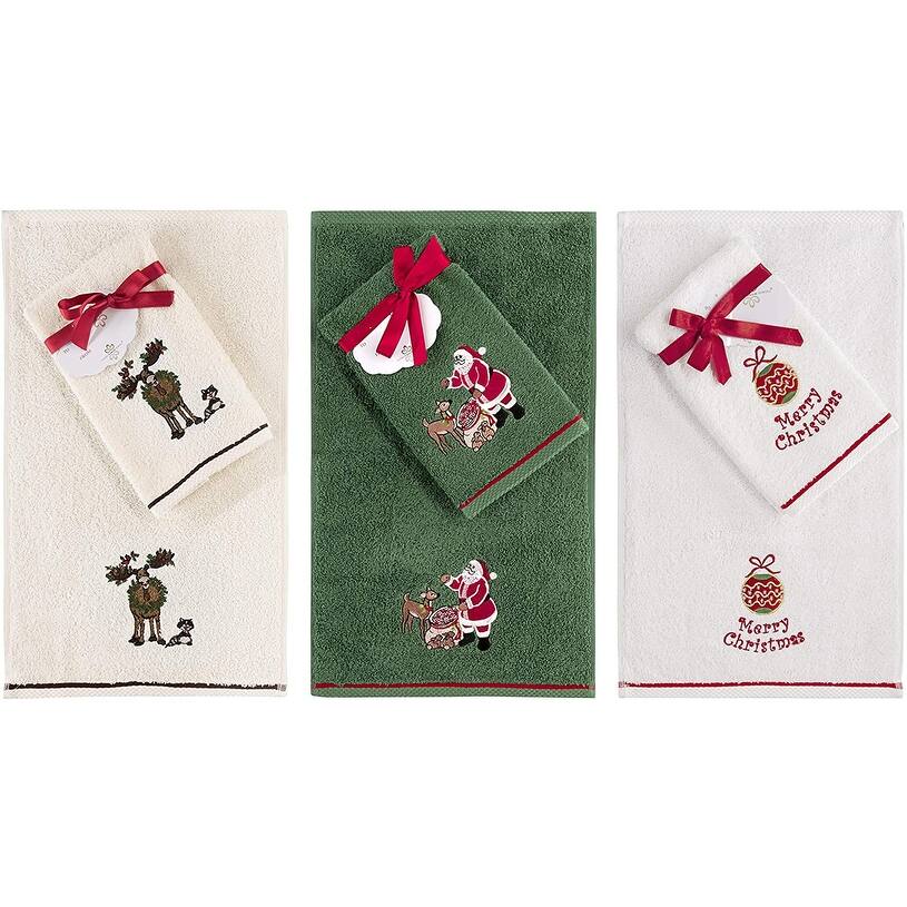Christmas Fingertip Bath Towels Gift 12 Piece Hand Set - N/A