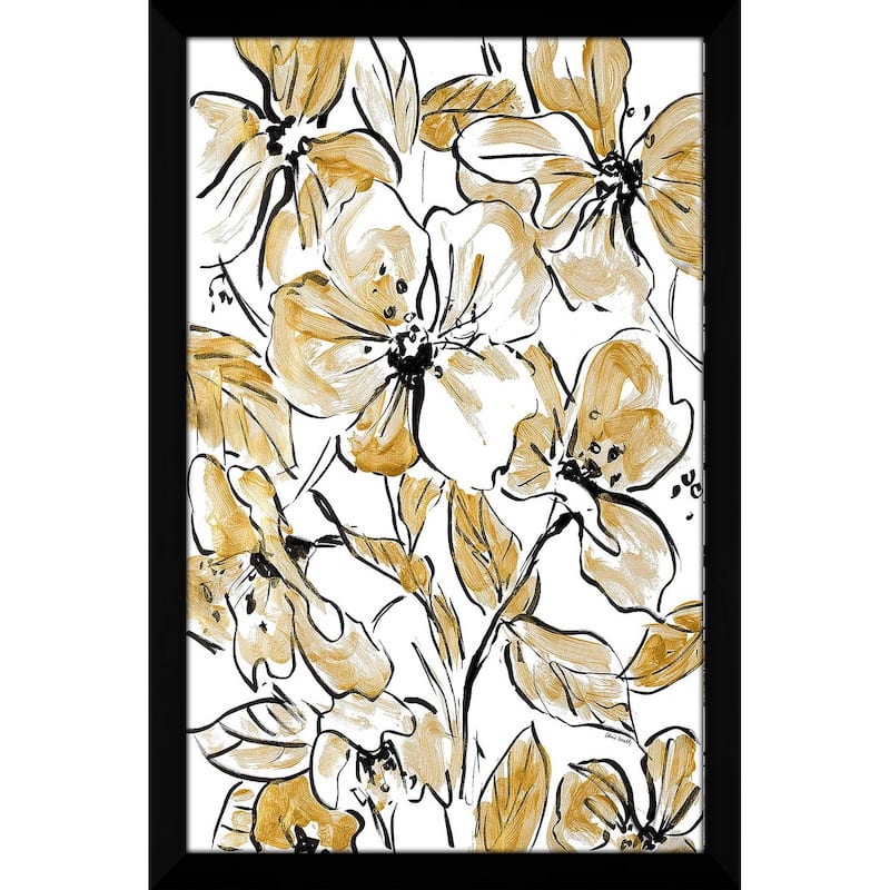"Golden Sketch Floral II (Vertical)" Print on Acrylic