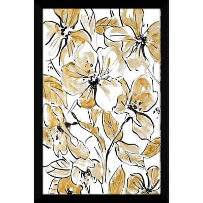 "Golden Sketch Floral II (Vertical)" Print on Acrylic