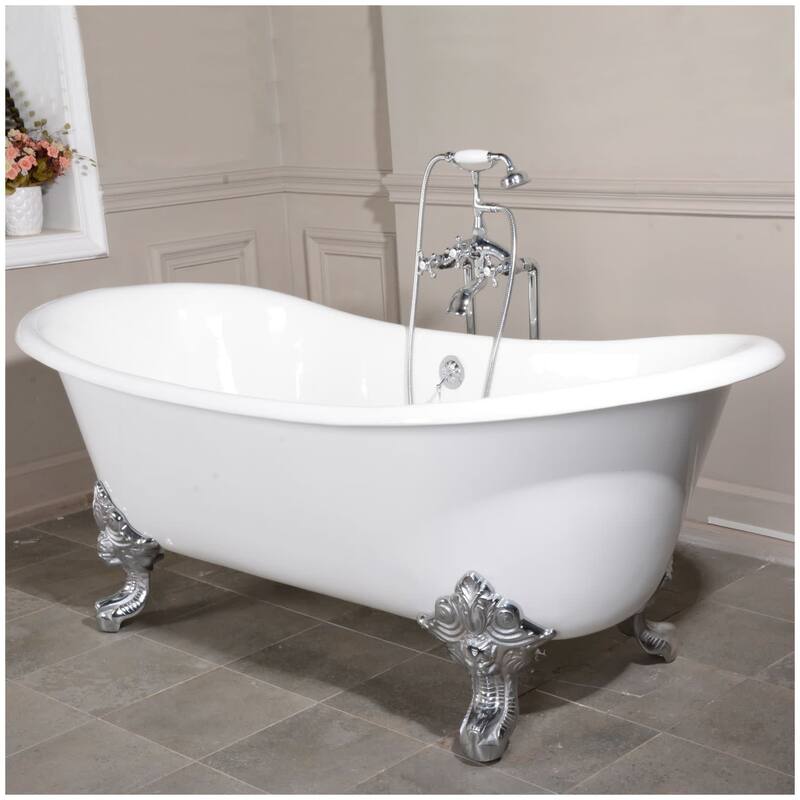 Kingston Brass Aqua Eden 67" Clawfoot Cast Iron Soaking Tub with