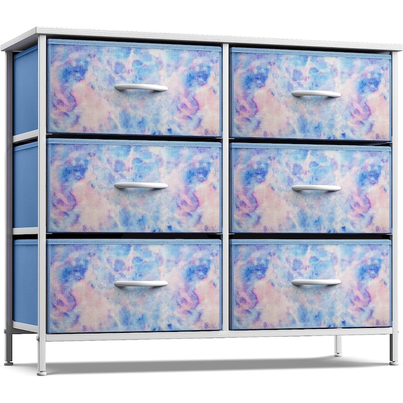Sorbus Dresser Storage Chest Organizer Nightstand - 6 Drawers - Tie-Dye Blue
