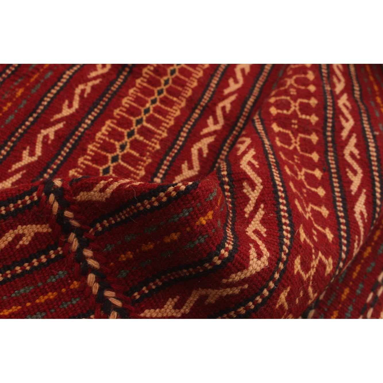 Ottoman Kashkoli Bordered Red Tapestry Kilim 3'3 x 5'1 Hand-Knotted Wool Rug eCarpet Gallery Area Rug for Living Room Bedroom 334637 