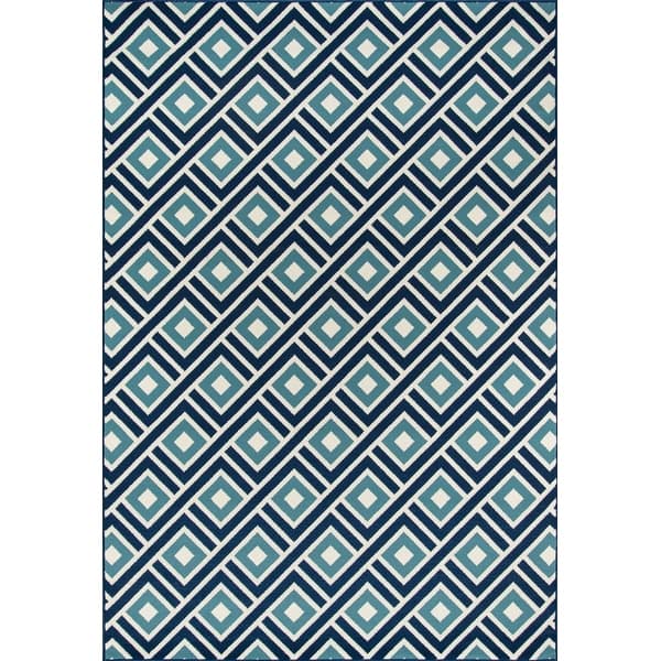 slide 1 of 15, Momeni Baja Blocks Indoor Outdoor Rug 1'8" x 3'7" - Blue