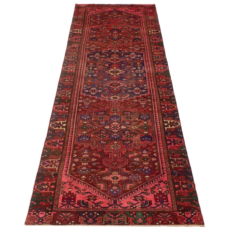 ECARPETGALLERY Hand-knotted Andelz Red Wool Rug - 3'10 x 13'3