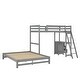 preview thumbnail 7 of 12, Twin over Full Bunk Bed with Built-in Desk, 3-Drawers, Solid Pine Wood, Convertible to Separate Beds, Easy Assembly, Grey