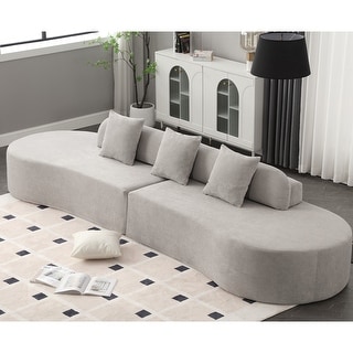 4 Seater Plush Terry Cloth Fabric Couch Curved Combination Sofa - Bed ...