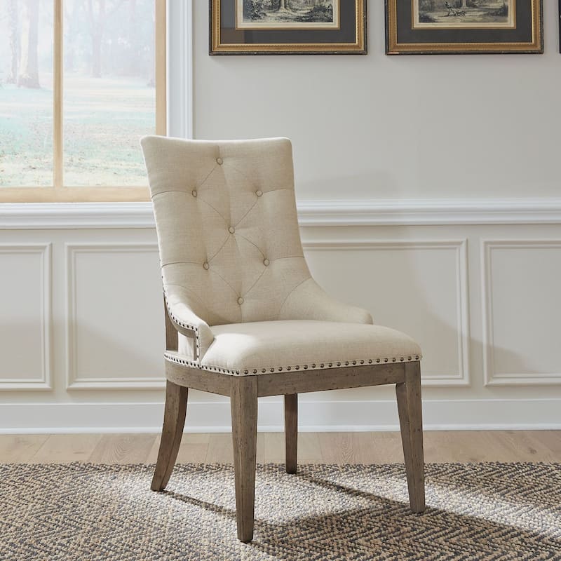 Americana Farmhouse Upholstered Shelter Side Chair (Set of 2) - Dusty Taupe