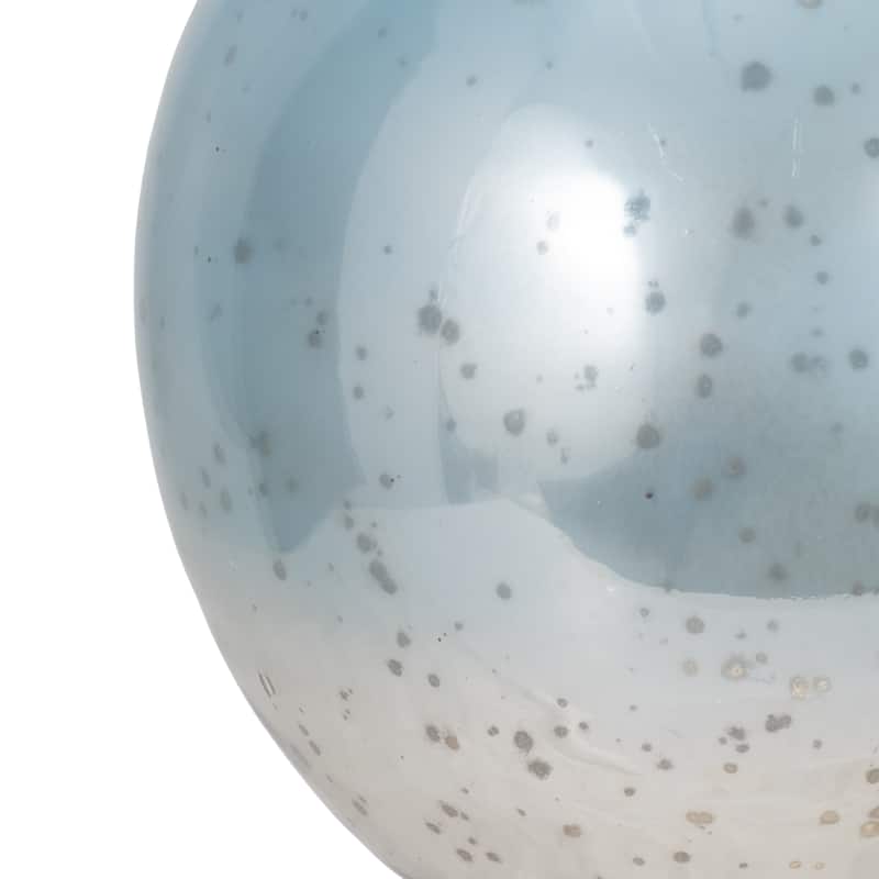 Sagebrook Home Glass Aqua/White Round Bowl Pillar Holder w/Marble Base