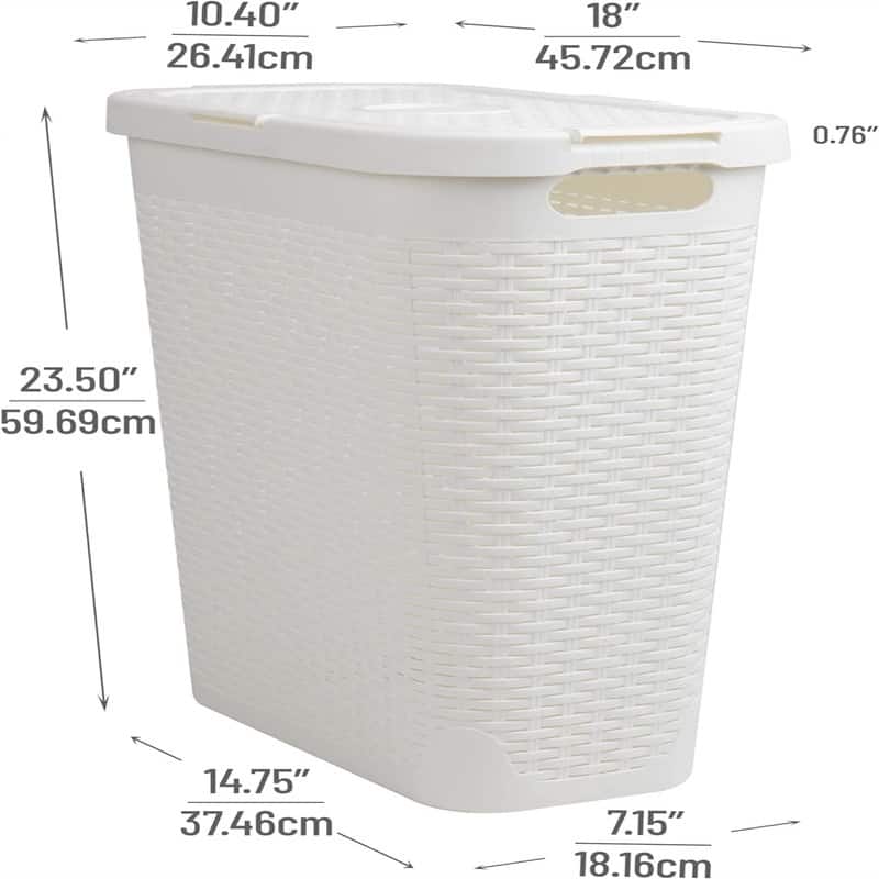 40L Slim Laundry Hamper Clothes Basket - 18"L x 10.4"W x 23.5"H