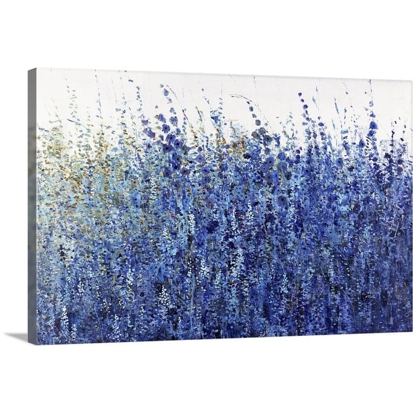 slide 2 of 27, "Shades Of Blue Wild Flowers" Abstract Floral Landscape Canvas Wall Art