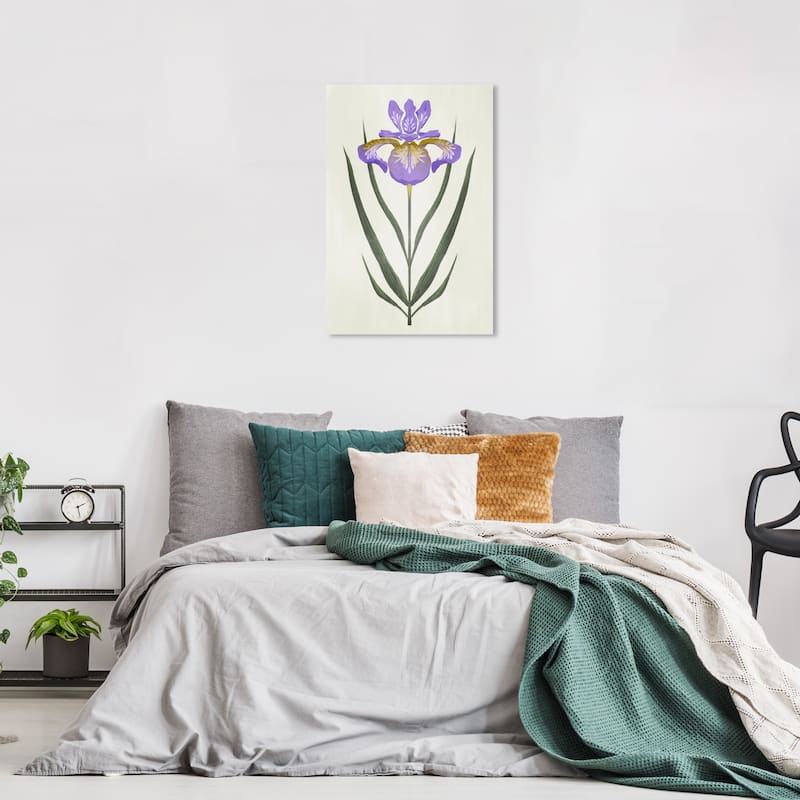 Wynwood Studio Canvas Floral and Botanical A Pretty Flower Purple and Dark Green Modern & Contemporary Wall Art Canvas Print - 16 x 24