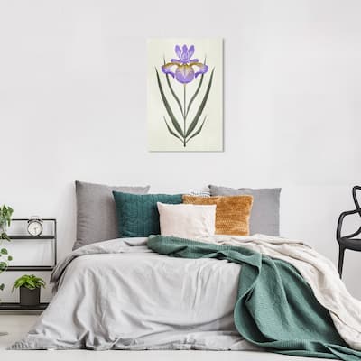 Wynwood Studio Canvas Floral and Botanical A Pretty Flower Purple and Dark Green Modern & Contemporary Wall Art Canvas Print