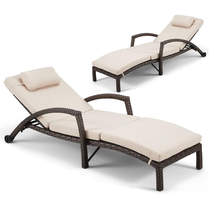 EROMMY Outdoor Patio Lounge Chair, Adjustable Recliner Outdoor Lounge Chairs, Multiple Colors Available