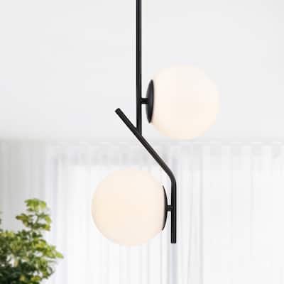Modern Orb Mid Century Pendant Light Fixtures with White Globe Glass