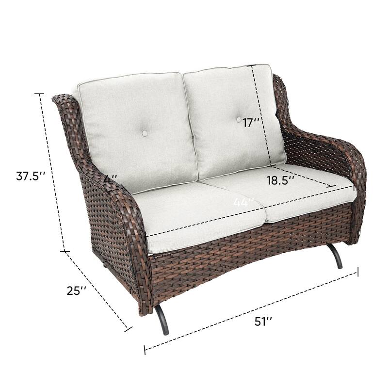 Patio Loveseat Wicker Sofa with Swivel Chair with Table