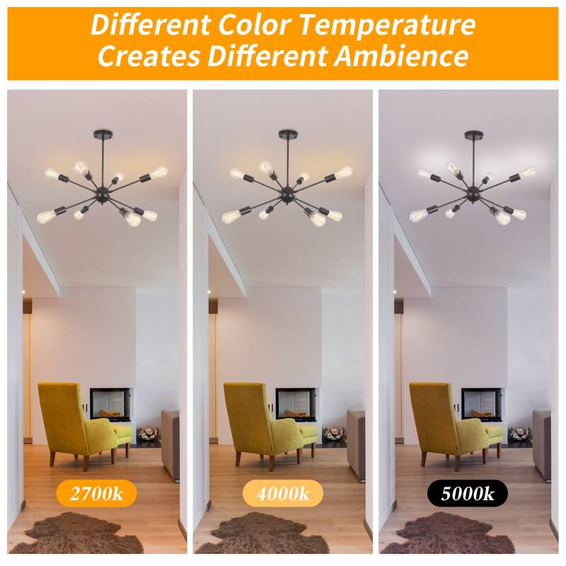 8-Light 23.54-inch Sputnik Chandelier Light for Bedroom Living Room