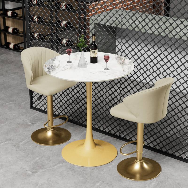 39.37" High Bar Table Round Cafe Bistro Pub Cocktail Kitchen Table Sintered Stone-top