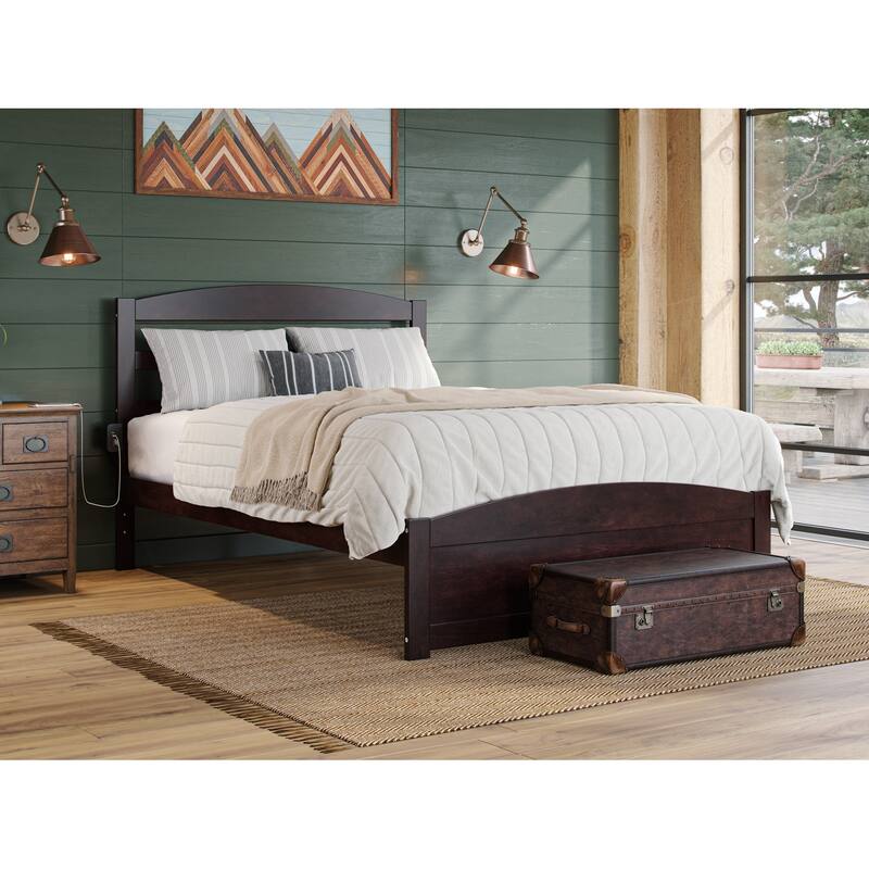 Warren Solid Wood Platform Bed with Footboard - Espresso - Queen