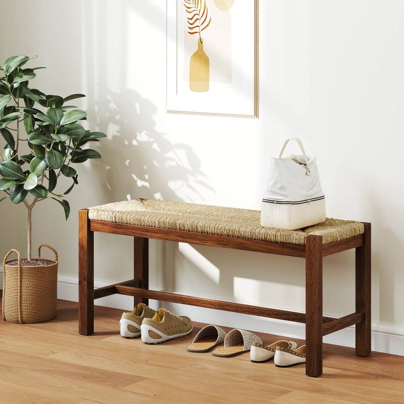 Costway 40" Long Wood Bench Indoor Dining Entryway End of Bed Bench - See Details