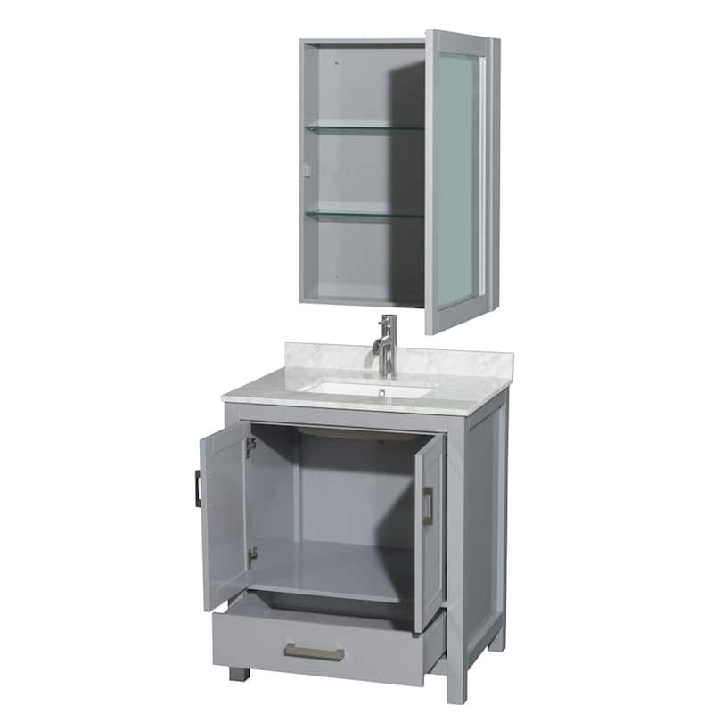 Wyndham Collection Sheffield Single Vanity Set, Medicine Cabinet
