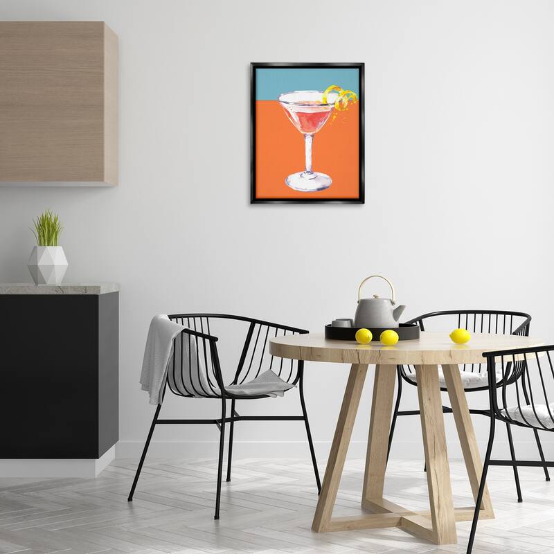 Stupell Cocktail on Blocked Hues Framed Floater Canvas Wall Art Design By Susan Jill