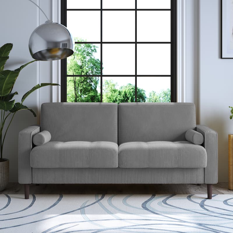 Corduroy 61.9" Loveseat Sofa Square Armrests