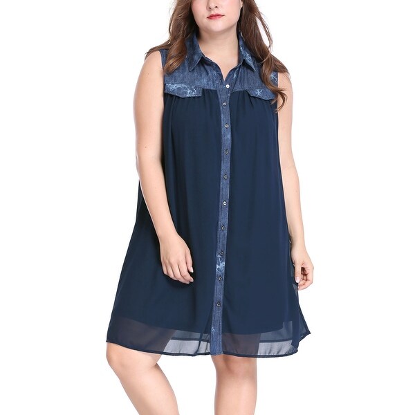 plus size sleeveless shirt dress