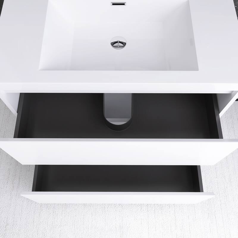 Floating Bathroom Vanity with Integrated Resin Top