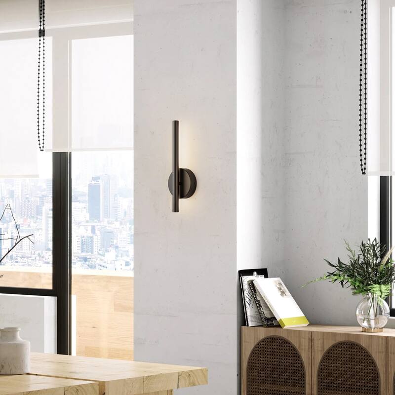 Modern Black Linear Integrated LED 3000K Warm Light Bathroom Vanity Light Wall Sconce - 8W - 13.7 in. H