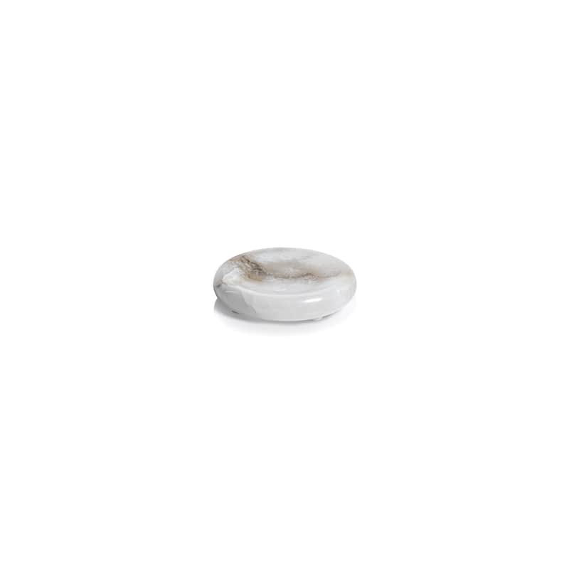 Cremona Alabaster Round Soap Dish - White