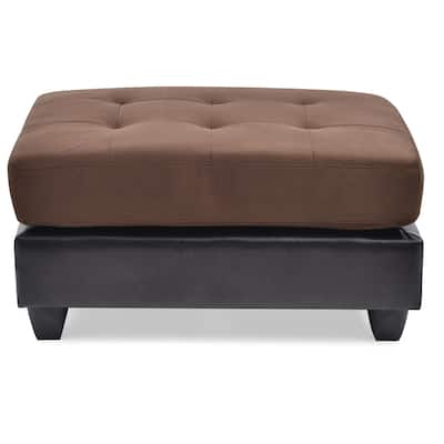 Two Tone Tufted Faux Leather Ottoman - 38" - Brown