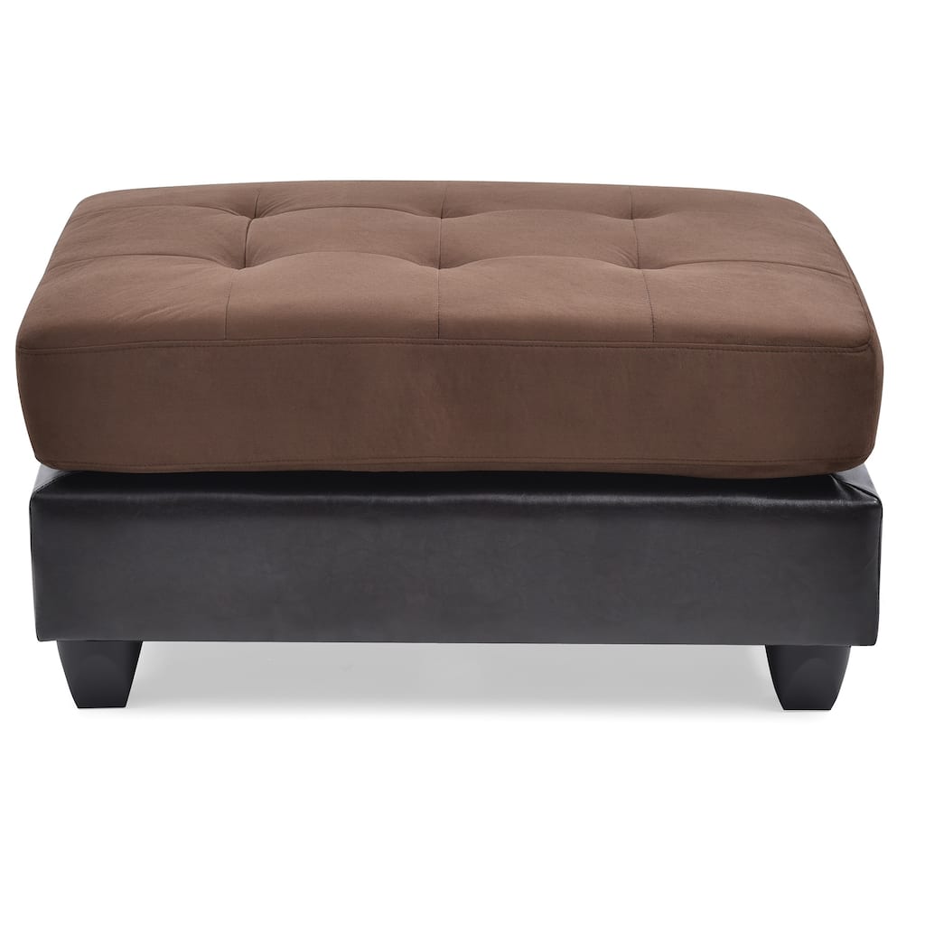 Two Tone Tufted Faux Leather Ottoman - 38" - Brown