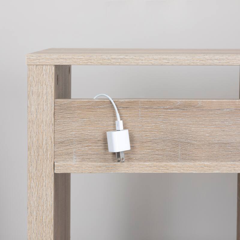 Marble and Wood End Table