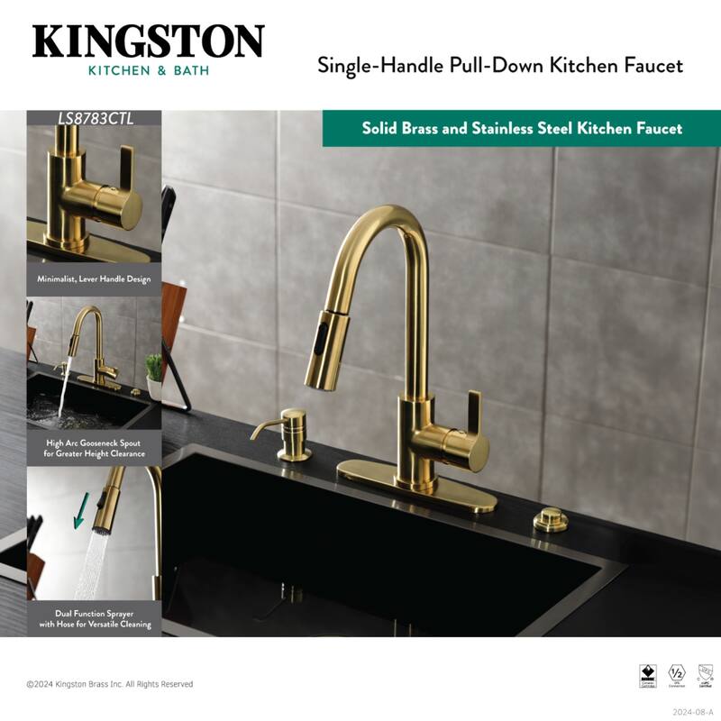 Kingston Brass Continental Single-Handle Pull-Down Kitchen Faucet