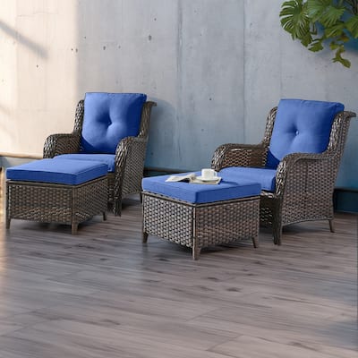 Pocassy Outdoor Patio Chairs with Ottomans Set of 4