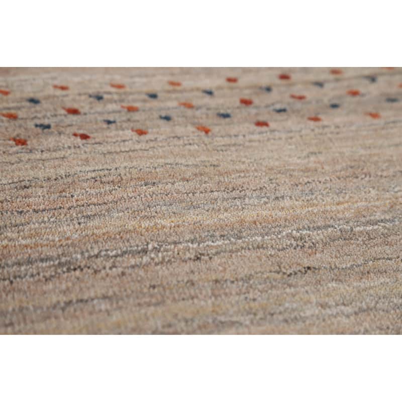 Tribal Gabbeh Indian Rug Hand-Knotted Modern Brown Wool Carpet - 3'10" x 5'7"